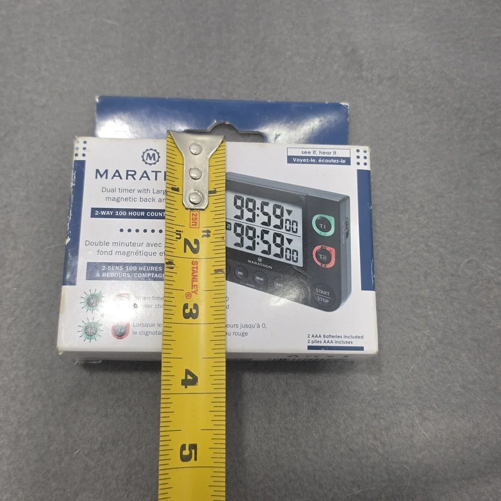 Marathon TI030017BK Black 100hr Dual Digital Timer w/ 2 Alarms. J